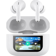 Bukrem Store Lapas BTK-ZR76 Anc Özellikli Dokunmatik LCD Ekranlı Tws Bluetooth 5.4 Kulak Içi Kulaklık Beyaz