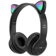 Bukrem Store LED Kedi Kulaklı Bluetooth Kulaklık, Kulaklık Bluetooth Kulaklık, Bluetooth Kulaklık, Katlanabilir Bluetooth Kulaklık Black
