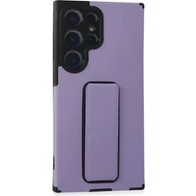 Senka Newface Samsung Galaxy S23 Ultra Kılıf Mega Standlı Silikon - Lila