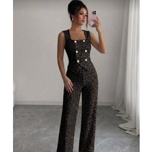 Bi Baksana Kadın Düğmeli Bürümcük Kumaş Takım