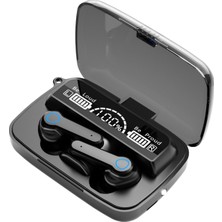 Bukrem Store M19 Bluetooth 5.1 Tws Dijital Ekran Kablosuz Bluetooth Kulaklık, Şarj Kutusu, Destek Dokunmatik ve Siri ve Ekran Siyah Black