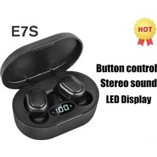 Bukrem Store E7S Siyah E7S Kablosuz Bluetooth Kulaklık Için Mic LED Ekran Kulakiçi Iphone Xiaomi Tws Kulaklık Bluetooth Kulaklık Kulaklıkları 1m