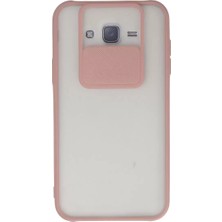 Senka Newface Samsung Galaxy J7 Kılıf Palm Buzlu Kamera Sürgülü Silikon - Pembe