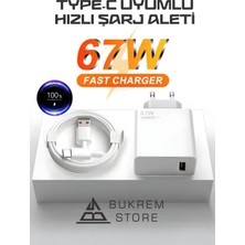 Bukrem Store USB Çıkışlı 67W Hızlı Şarj ve 1m USB To Type-C Kablo Seti 1117798 Samsung Galaxy Uyumlu A40