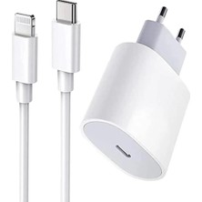 Bukrem Store Apple Uyumlu Ios Yeni Nesil Hızlı Şarj Aleti Seti Usb-C 20W Adaptör + Usb-C Ka
