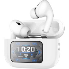 Bukrem Store Laxsam M5 Pro LCD Ekran Bluetooth 5.3 Akıllı Kulak Içi Kulaklık Beyaz