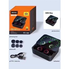 Bukrem Store M90 Max Powerbankli Hız Göstergeli Mikrofonlu Bluetooth Kulaklık Siyah