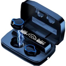 Bukrem Store M10 Bluetooth Kulaklık Kablosuz Nefes Alan Işık Ekranlı 8545 Açık Mavi Açık Mavi