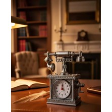 Fta Ticaret Vintage Telefon Tasarımlı Masa Saati ve Çalar Saat Dekoratif Model