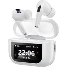 Bukrem Store Schitec A88 Pro OLED Ekranlı Bluetooth 5.0 Anc/enc Kulak Içi Kulaklık Beyaz