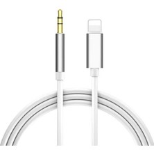 Bukrem Store Apple Uyumlu iPhone  Aux Kablosu Lightning To 3.5mm Jack Çevirici Dönüştürücü Beyaz Bluetooth Gerektirmez