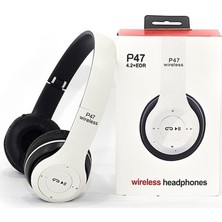 Bukrem Store Azr P47 Katlanalabilir Bluetooth 4.2+Edr Kulak Üstü Kulaklık Beyaz