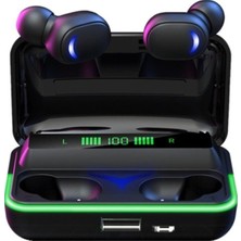Bukrem Store E10 Mipods Bt 5.1 Oyuncu Kulaklığı Işıklı LED Göstergeli Bluetooth Kulakiçi Kulaklık Antrasit