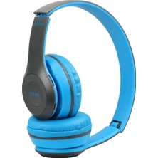 Bukrem Store P47 Extra Bass Mp3 Fm Radyolu Bluetooth 4.1 Kulak Üstü Kulaklık Mavi