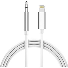 Bukrem Store Lightning To 3.5mm Aux Ses Kablosu 1 Metre Çevirici Dönüştürücü - Beyaz