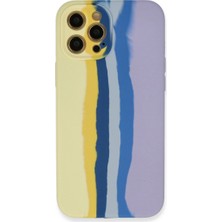 Senka Iphone 12 Pro Max Kılıf Ebruli Lansman Silikon - Sarı-Lila