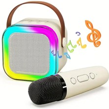 Mini Kablosuz Bluetooth Karaoke Hoparlör Kareoke Makinesi Bej Bej