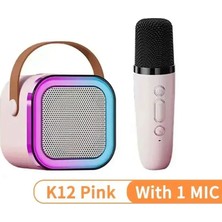 1-2 Kablosuz Mikrofonlar Ile K12 Karaoke Makinesi Taşınabilir 5.3 Pa Bluetooth Pink 1 Mic
