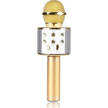 Karaoke Mikrofon Dahili Hoparlörlü USB Flash Destekli WS-858 Gold Gold