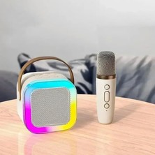 Vyopbc K12 Bluetooth Hoparlör, 2 Mikrofonlu Rgb Taşınabilir Karaoke Makinesi, Çocuk ve Ev Kullanımı Için2.01 ATMDV-8001 - 2 Saat Gümüş