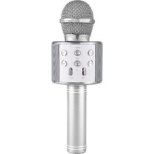 Ws 858 Karaoke Mikrofon Bluetooth Hoparlör Gümüş
