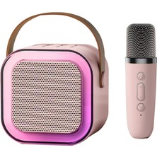 Teltree Pembe K12 Kablosuz Bluetooth Mikrofonlu Hoparlör - Ev ve Dış Mekan Için Ev Salonu Karaoke Sistemi - Tek Mikrofonlu 6W Ses Gücü Pembe