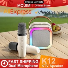 1-2 Kablosuz Mikrofonlar Ile Yeni K12 Karaoke Makinesi White 2 Mic