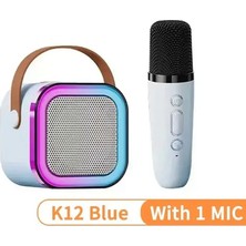 1-2 Kablosuz Mikrofonlar Ile K12 Karaoke Makinesi Taşınabilir 5.3 Pa Bluetooth Blue 1 Mic