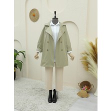 Modamorfo Bolero Detaylı Düğmeli Ara Boy Trençkot -Taş