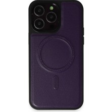 Evimdeyokyok Iphone 14 Pro Max Kılıf Ozzi Magsafe Deri Kapak - Derin Mor