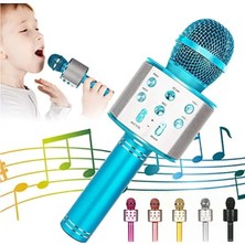 Kablosuz Bluetooth Karaoke Mikrofon Hoparlör Şarj Edilebilir El Pink