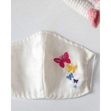 English Home Butterflys Pamuklu Kumaş Çocuk Maske 4-12 YaÅ Ekru