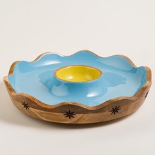 Zsa Zsa Zsu Lakrı Mango Ağacı Sunum Kasesi 37x37x8 Cm Mavi
