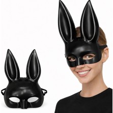 Cansa Uzun Kulaklı Siyah Lüks Tavşan Maskesi
