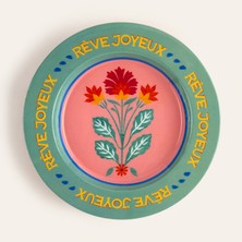 Zsa Zsa Zsu Lakrı Mango Ağacı Sunum Tahtası 21x21x2.5 Cm Pembe - Yeşil