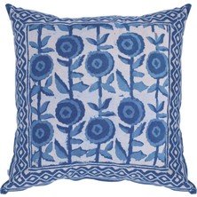 Yargıcı Çiçek Desenli Pamuk Kumaş Kare Yastık(50x50 Cm)