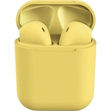 Bukrem Store I12 Tws Bluetooth 5.0 Siri Destekli Dokunmatik Kulak Içi Kulaklık Sarı