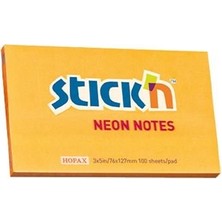 Hopax Stickn Yapışkanlı Not Kağıdı Neon Turuncu 76X127Mm 100 Yaprak HE21168 (12 Li Paket)