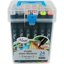 Masis Grafik Çizim Markör Kalemi Twin Çift Uçlu 0,2 Mm - 0,5 Mm 24 Renk Pp ÇM-PP24