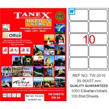 Tanex Tw-2010 Lazer Etiket 99X57 Mm Tw2010Las10100