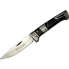 Starseven MB3936B Siyah / Kamp Çakısı 20CM- Manuel, Işlemeli, Kemerlikli, Ahşap Sap