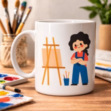 Cansa Ressam Tasarımlı Porselen Kupa Model 163 – Sanatçı Temalı Kahve Kupası – Ressam Hediyesi – Sanat Severlere Özel Beyaz Kupa