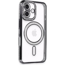 Senka Iphone 16 Kılıf Joke Simli Magneticsafe Kılıf - Siyah