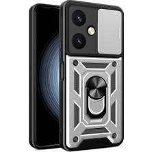 Starseven Y27 Kılıf Pars Lens Yüzüklü Silikon - Gümüş