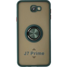 Senka Galaxy J7 Prime Kılıf Montreal Yüzüklü Kapak - Yeşil
