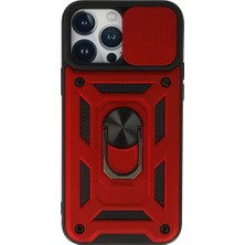 Senka Newface Iphone 13 Pro Max Kılıf Pars Lens Yüzüklü Silikon - Kırmızı