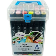 Masis Grafik Çizim Markör Kalemi Twin Çift Uçlu 0,2 Mm - 0,5 Mm 36 Renk Pp ÇM-PP36