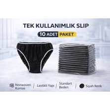 Cansa Tek Kullanımlık Slip 10 Adet Nonwoven Kumaş Siyah Lastikli Standart Beden