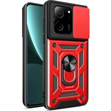 Starseven 13T Kılıf Pars Lens Yüzüklü Silikon - Kırmızı