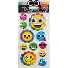  bu-bu puffy sticker oynar gözlü gülen çiçekler 9x21 swp-2202